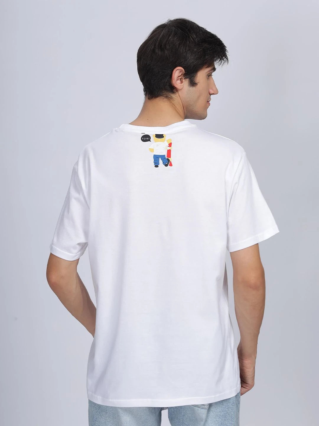 Silisoul White Regular Fit Graphic Print Pure Cotton T-Shirt