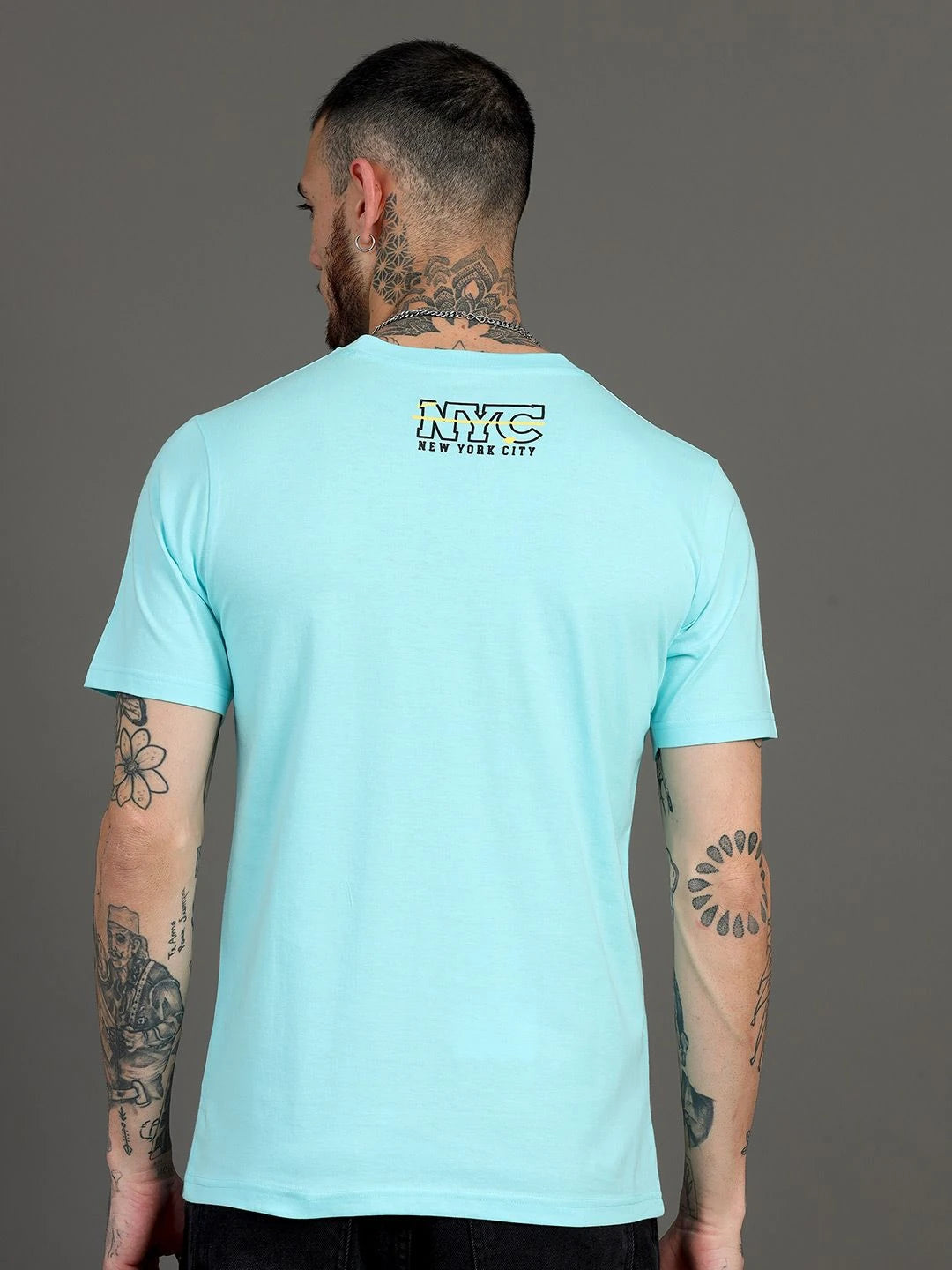 Silisoul Blue Regular Fit Typography Print Pure Cotton T-Shirt