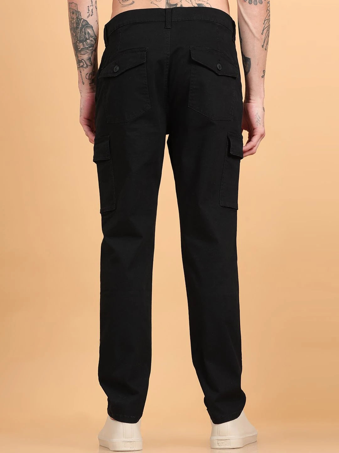 Silisoul Black Regular Fit Cotton Mid-Rise Button Woven Trousers