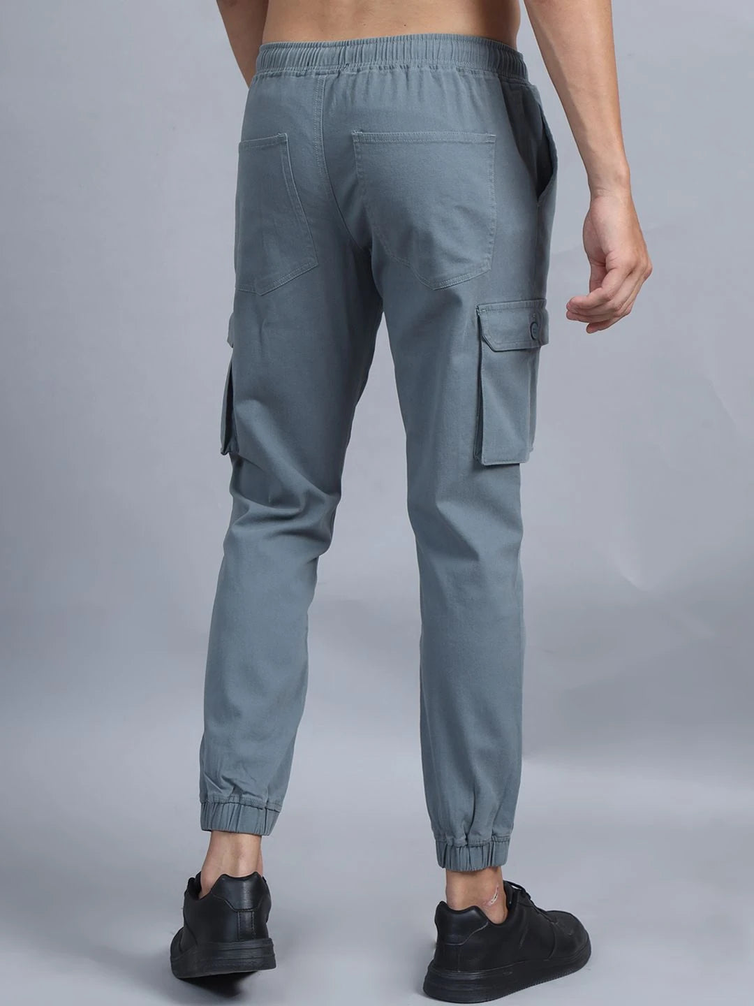 Silisoul Grey Regular Fit Cotton Mid-Rise Drawstring Woven Trousers