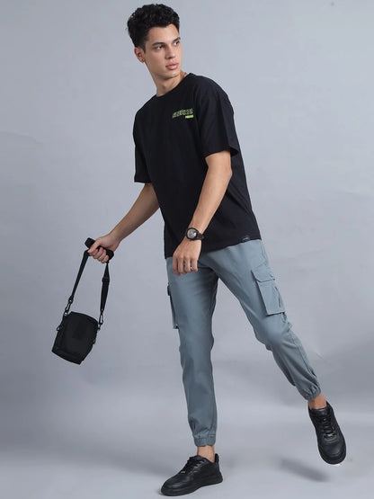 Silisoul Grey Regular Fit Cotton Mid-Rise Drawstring Woven Trousers