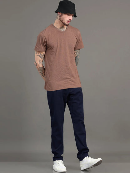 Silisoul Navy Blue Regular Fit Cotton Mid-Rise Trousers
