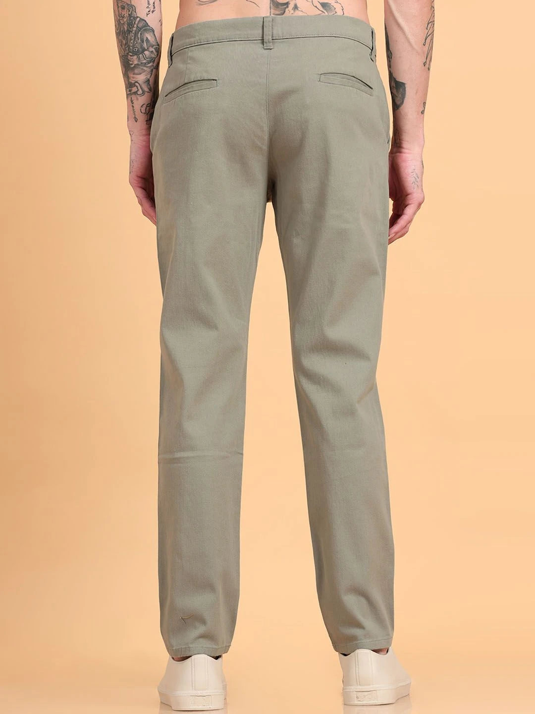 Silisoul Grey Regular Fit Cotton Mid-Rise Button Woven Trousers