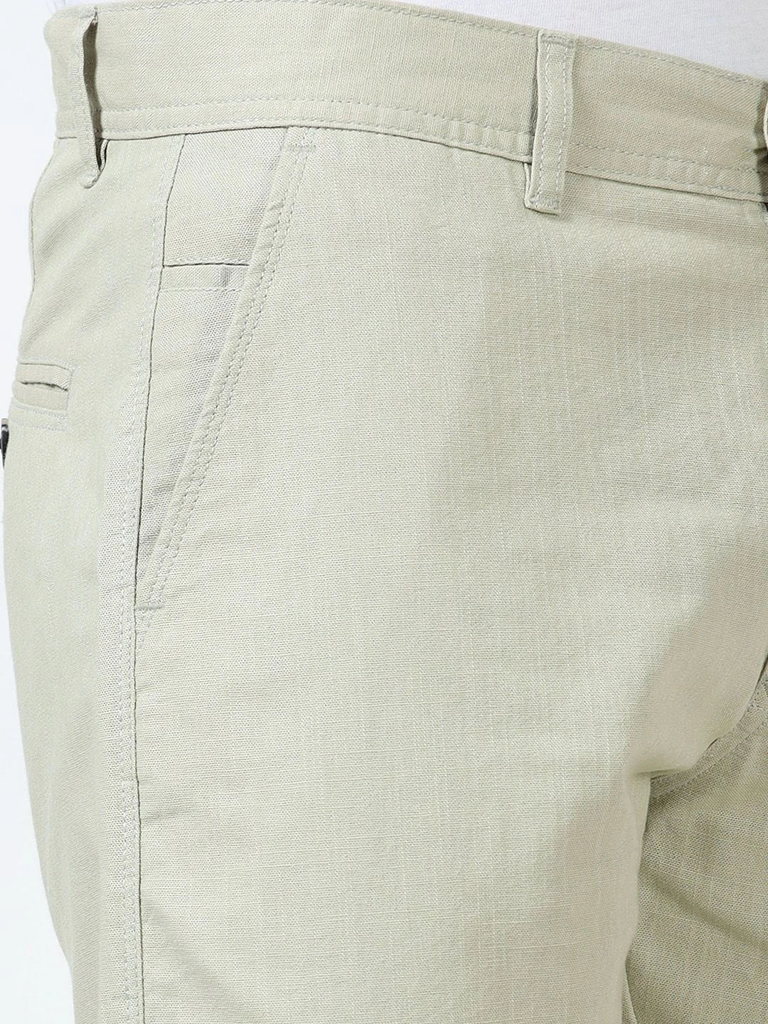 Silisoul Off White Regular Fit Linen Mid-Rise Button Shorts