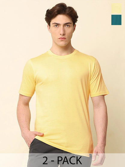 Silisoul Green Regular Fit Cotton Short Sleeves Round Neck T-Shirt