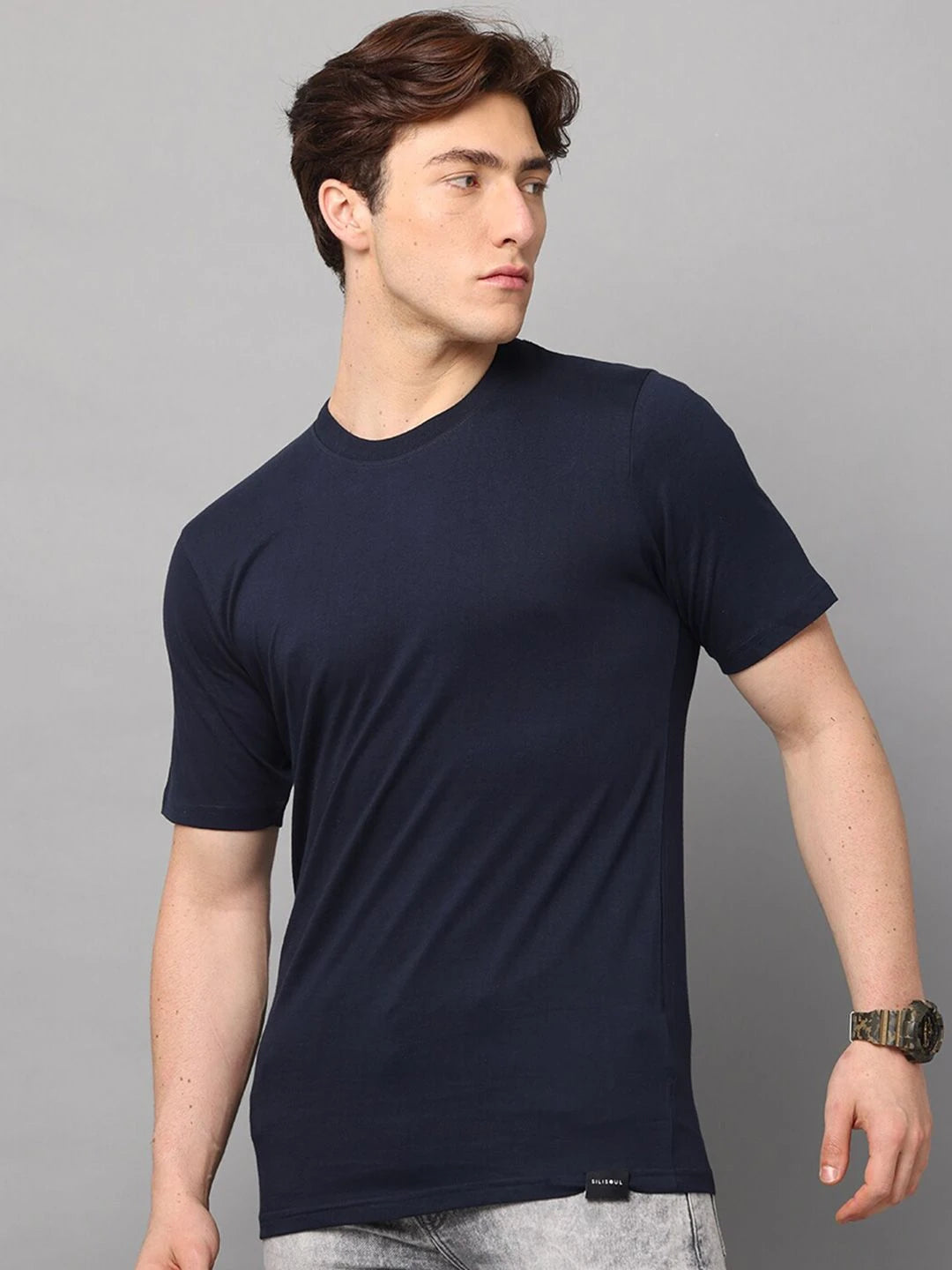 Silisoul Green Regular Fit Pure Cotton Short Sleeves Round Neck T-Shirt