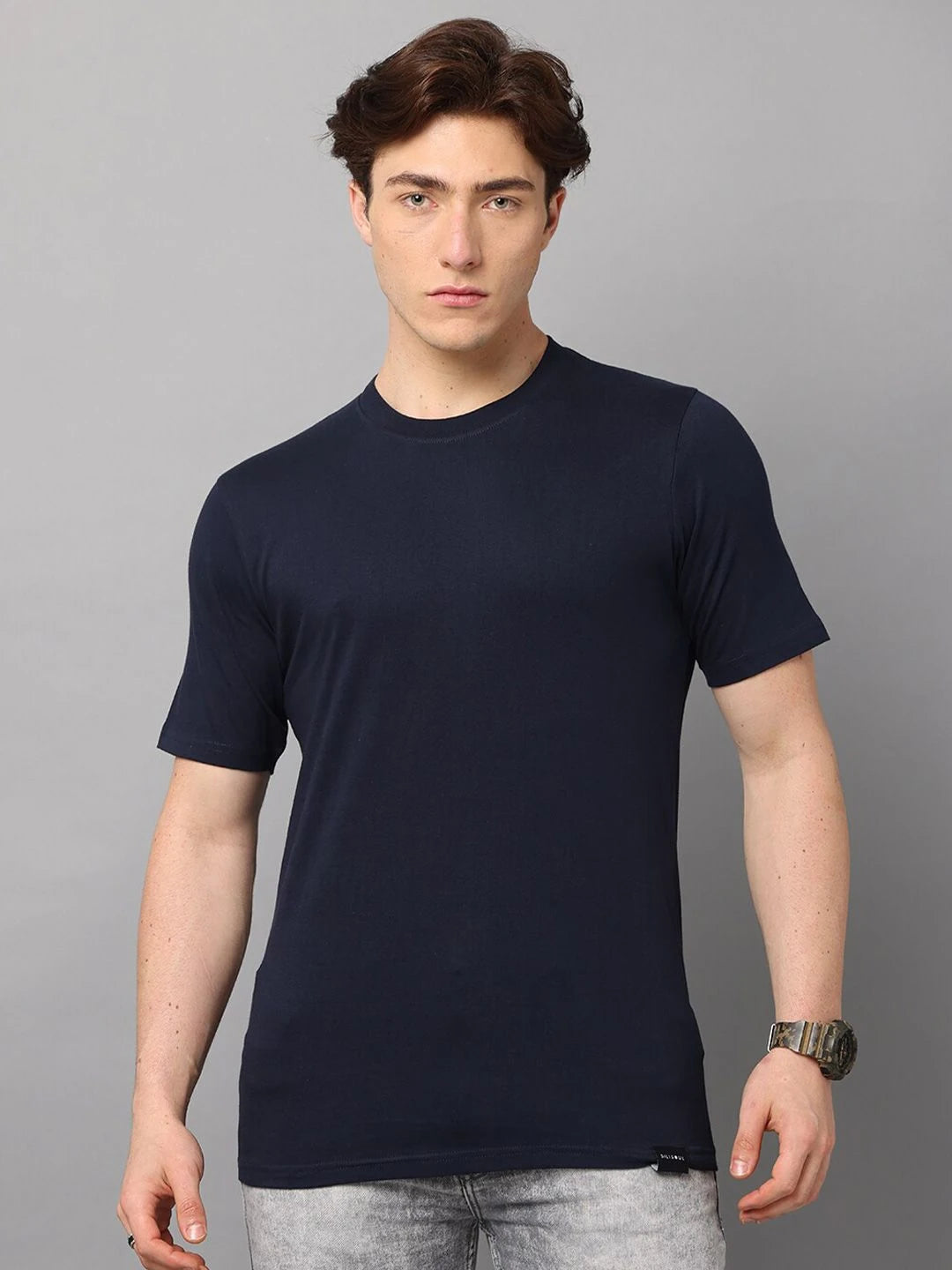 Silisoul Green Regular Fit Pure Cotton Short Sleeves Round Neck T-Shirt