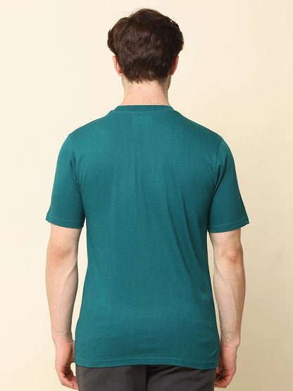 Silisoul Green Regular Fit Pure Cotton Short Sleeves Round Neck T-Shirt