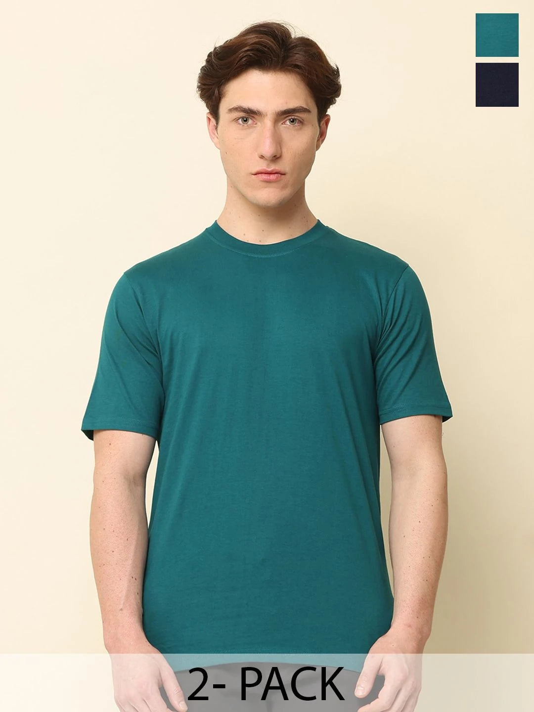 Silisoul Green Regular Fit Pure Cotton Short Sleeves Round Neck T-Shirt
