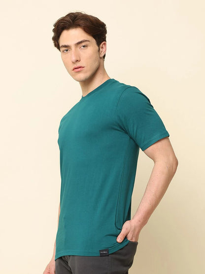 Silisoul Green Regular Fit Pure Cotton Short Sleeves T-Shirt