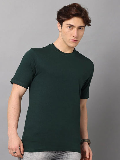 Silisoul Green Regular Fit Pure Cotton Short Sleeves T-Shirt