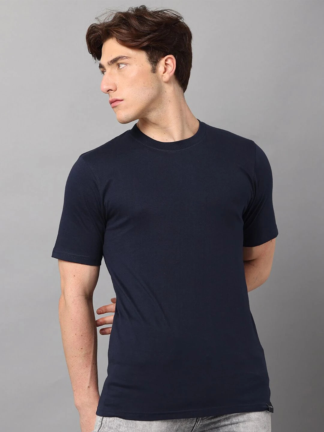 Silisoul Yellow Regular Fit Cotton Short Sleeves Round Neck T-Shirt