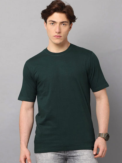 Silisoul Navy Blue Regular Fit Pure Cotton Short Sleeves T-Shirt