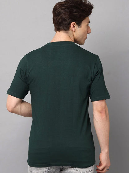 Silisoul Navy Blue Regular Fit Pure Cotton Short Sleeves T-Shirt