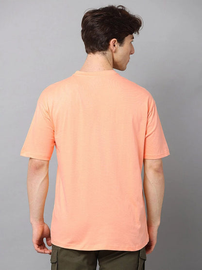 Silisoul Peach Oversized Fit Cotton Short Sleeves Knitted T-Shirt