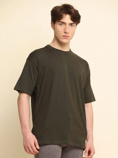 Silisoul Peach Oversized Fit Cotton Short Sleeves Knitted T-Shirt