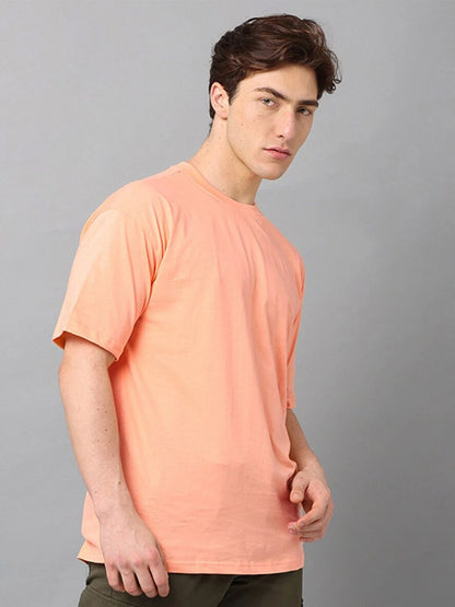 Silisoul Peach Oversized Fit Cotton Short Sleeves Bio Finish T-Shirt