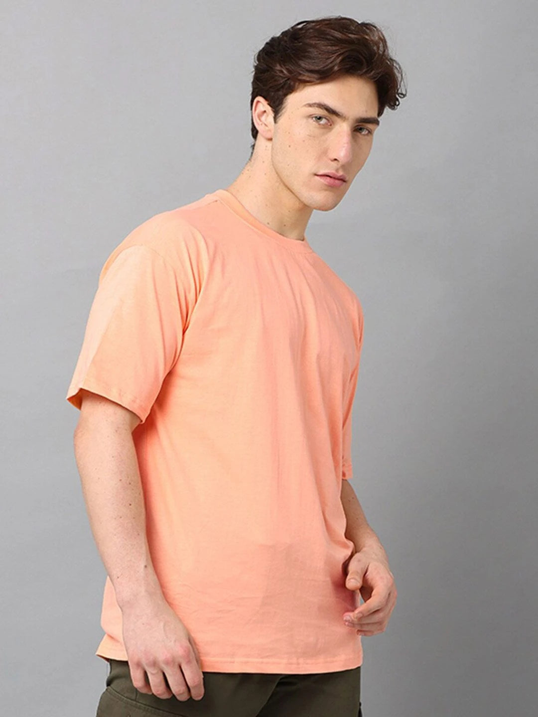 Silisoul Peach Oversized Fit Cotton Short Sleeves Pack of 2 T-Shirt