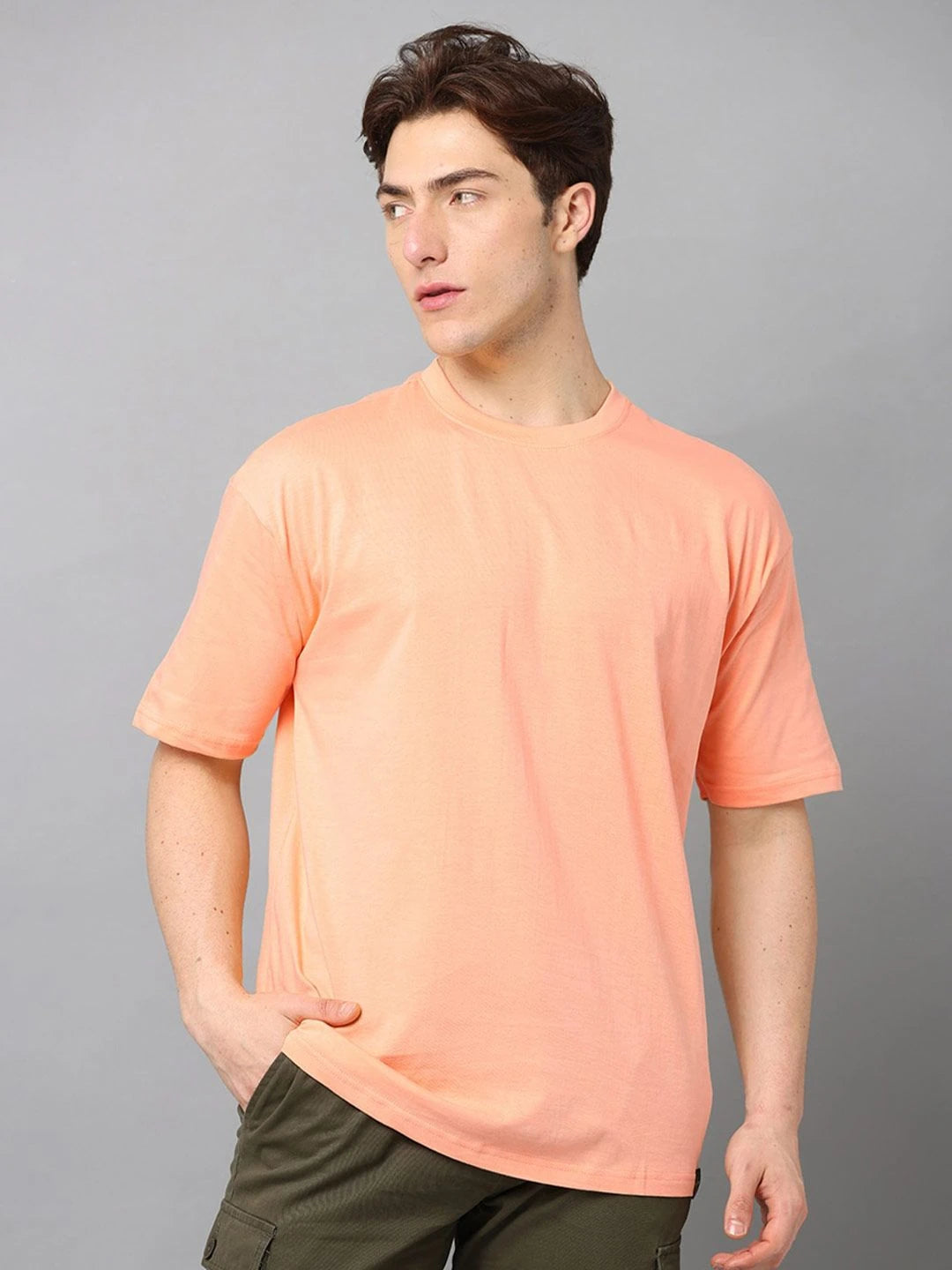 Silisoul Peach Oversized Fit Cotton Short Sleeves Pack of 2 T-Shirt