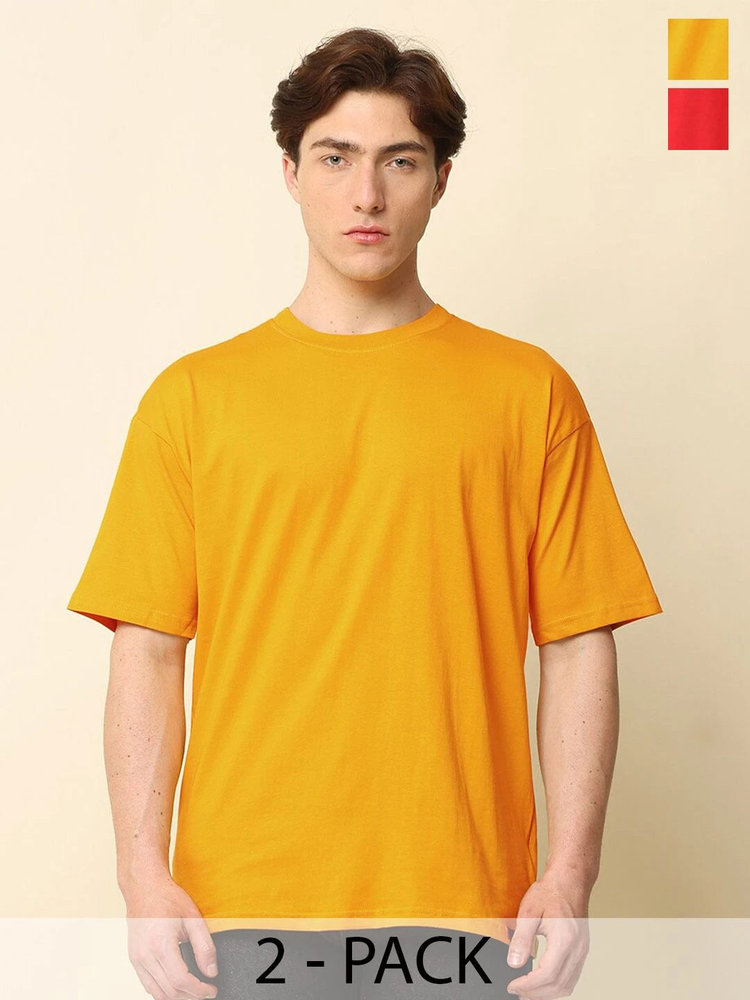 Silisoul Mustard Oversized Fit Pure Cotton Short Sleeves T-Shirt
