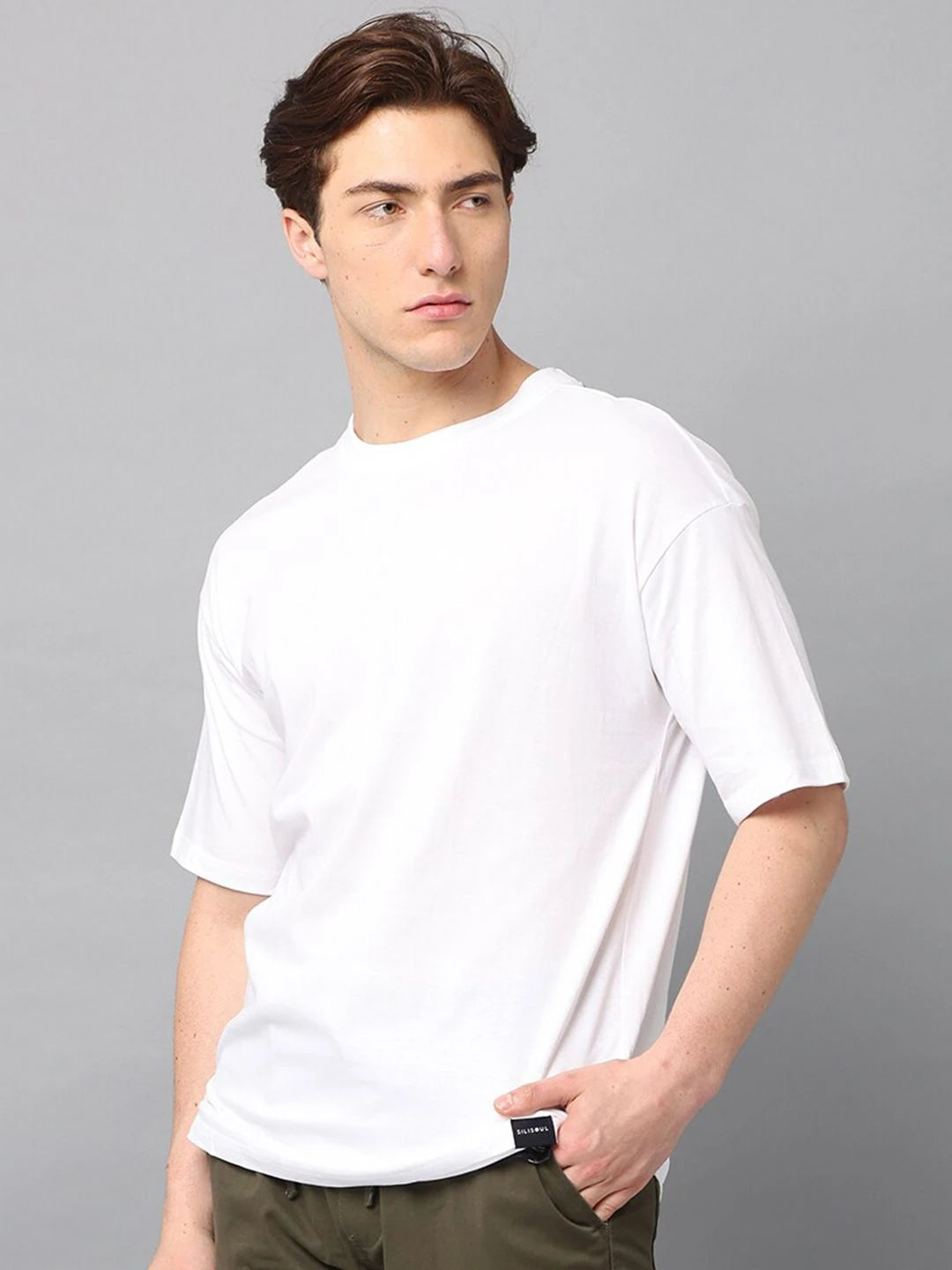 Silisoul Mustard Oversized Fit Cotton Short Sleeves Round Neck T-Shirt