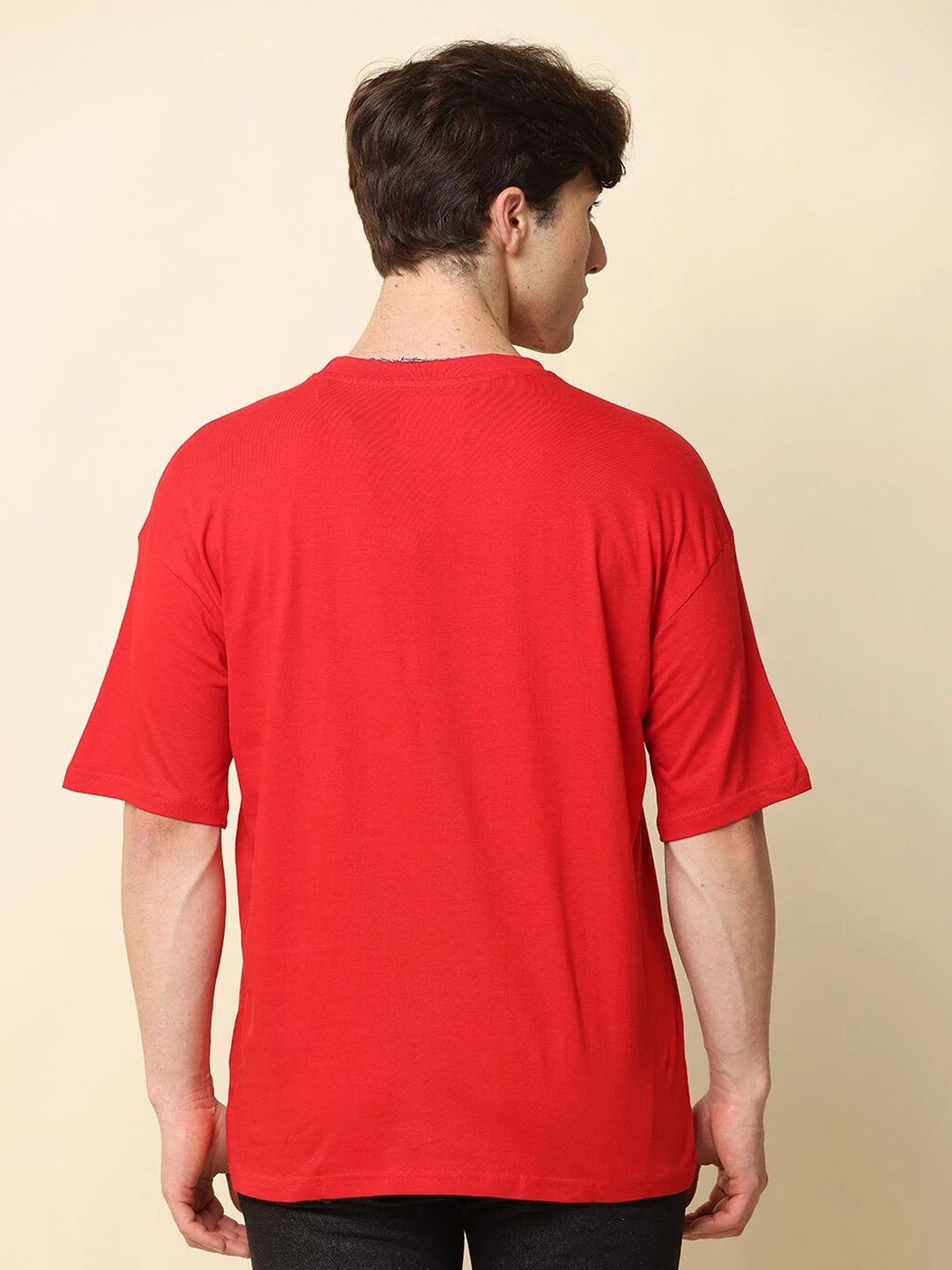 Silisoul Olive Oversized Fit Cotton Short Sleeves Round Neck T-Shirt