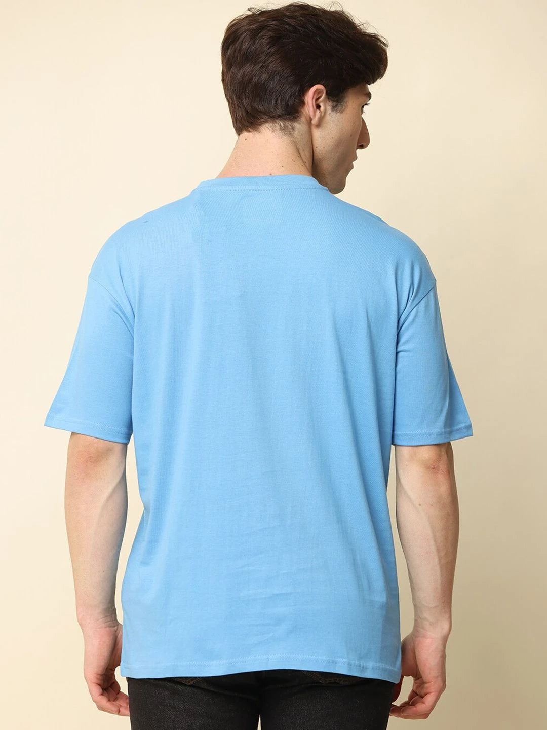 Silisoul Blue Oversized Fit Pure Cotton Short Sleeves T-Shirt