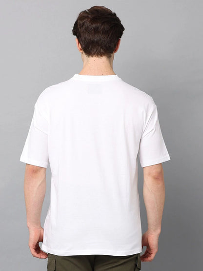 Silisoul Red Oversized Fit Cotton Short Sleeves Round Neck T-Shirt
