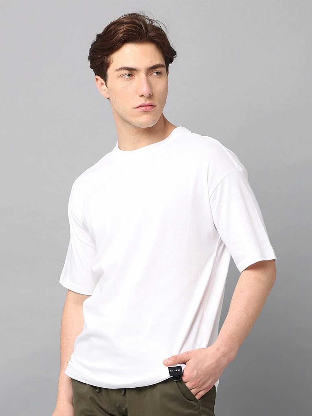 Silisoul Red Oversized Fit Cotton Short Sleeves Round Neck T-Shirt
