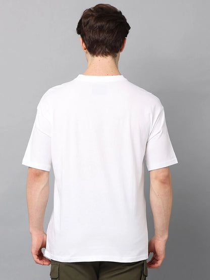 Silisoul Navy Blue Oversized Fit Cotton Short Sleeves T-Shirt
