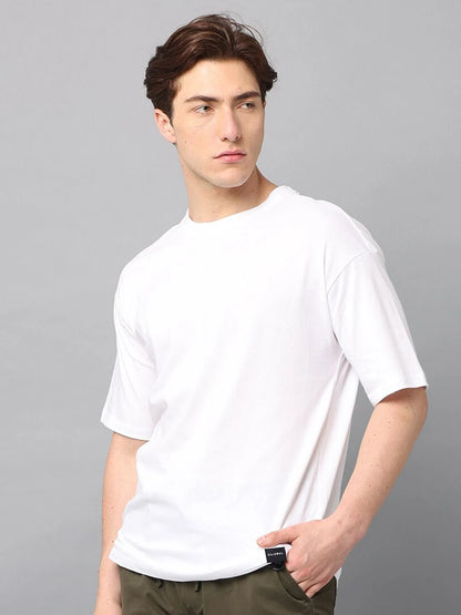 Silisoul Navy Blue Oversized Fit Cotton Short Sleeves T-Shirt