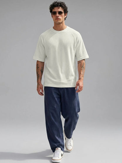 Silisoul Off White Oversized Fit Self Design Print T-Shirt