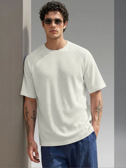 Silisoul Off White Oversized Fit Self Design Print T-Shirt