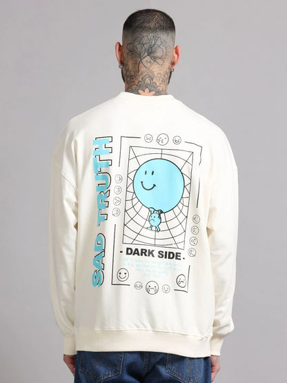 Silisoul Off White Oversized Fit Graphic Print Cotton T-Shirt