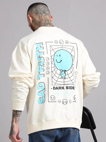 Silisoul White Graphic Print Cotton Long Sleeves Sweatshirt