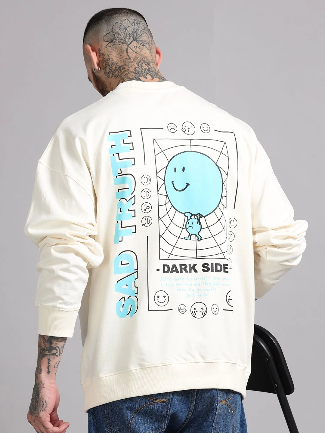 Silisoul White Graphic Print Cotton Long Sleeves Sweatshirt