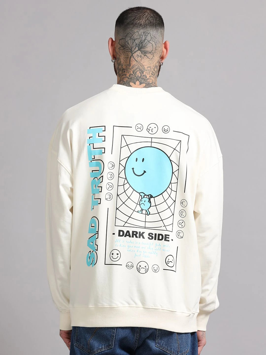 Silisoul White Graphic Print Cotton Long Sleeves Sweatshirt