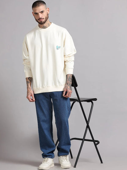 Silisoul White Graphic Print Cotton Long Sleeves Sweatshirt