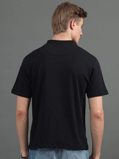 Silisoul Black Regular Fit Pure Cotton Short Sleeves T-Shirt