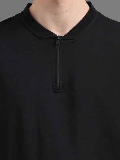 Silisoul Black Regular Fit Pure Cotton Short Sleeves T-Shirt