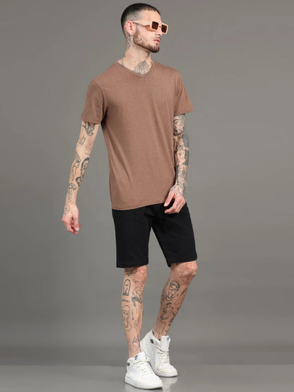 Silisoul Black Regular Fit Cotton Mid-Rise Button Shorts