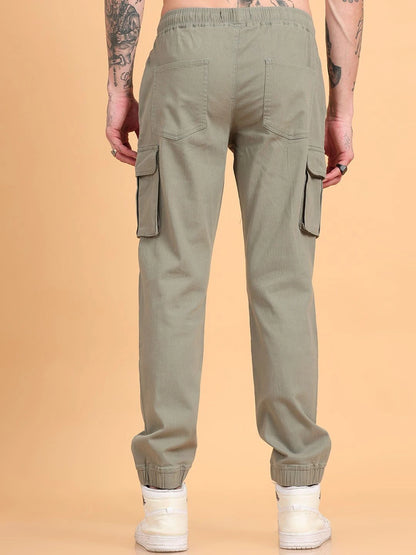 Silisoul Grey Regular Fit Cotton Mid-Rise Drawstring Trousers
