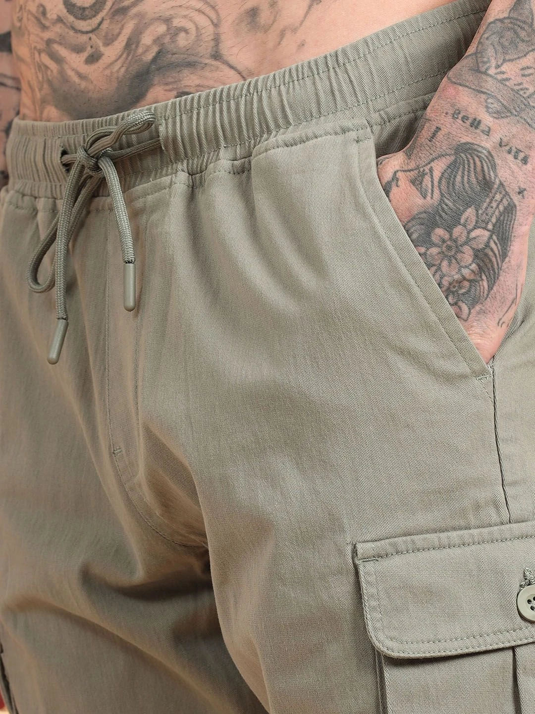 Silisoul Grey Regular Fit Cotton Mid-Rise Drawstring Trousers