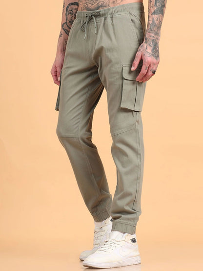 Silisoul Grey Regular Fit Cotton Mid-Rise Drawstring Trousers