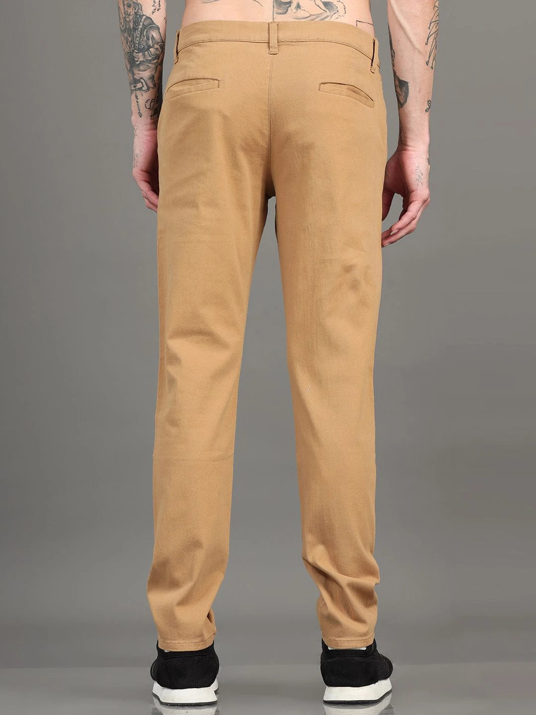 Silisoul Khaki Regular Fit Cotton Mid-Rise Button Woven Trousers
