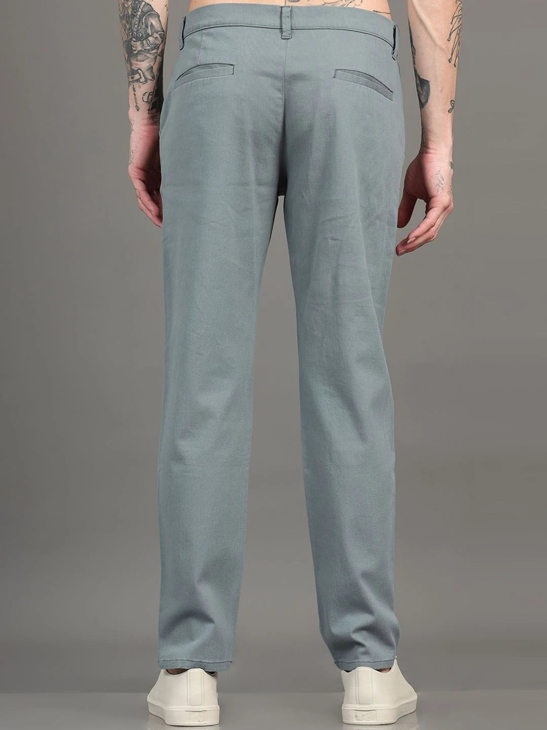Silisoul Steel Regular Fit Cotton Mid-Rise Button Trousers