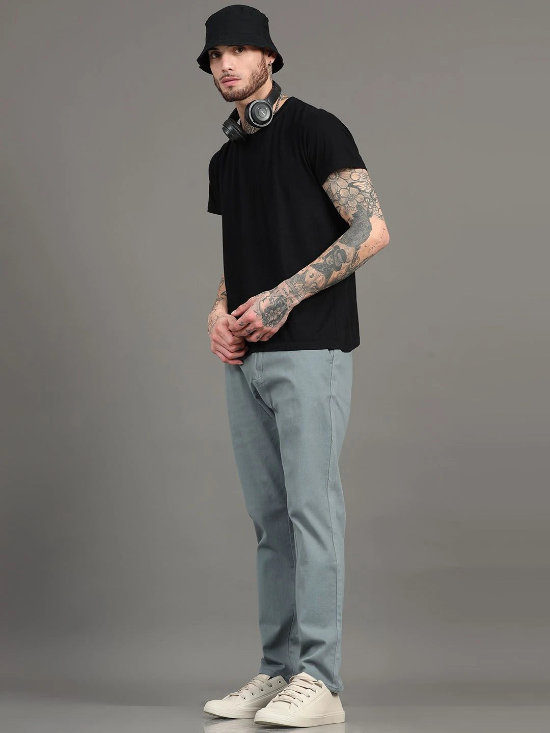 Silisoul Steel Regular Fit Cotton Mid-Rise Button Trousers