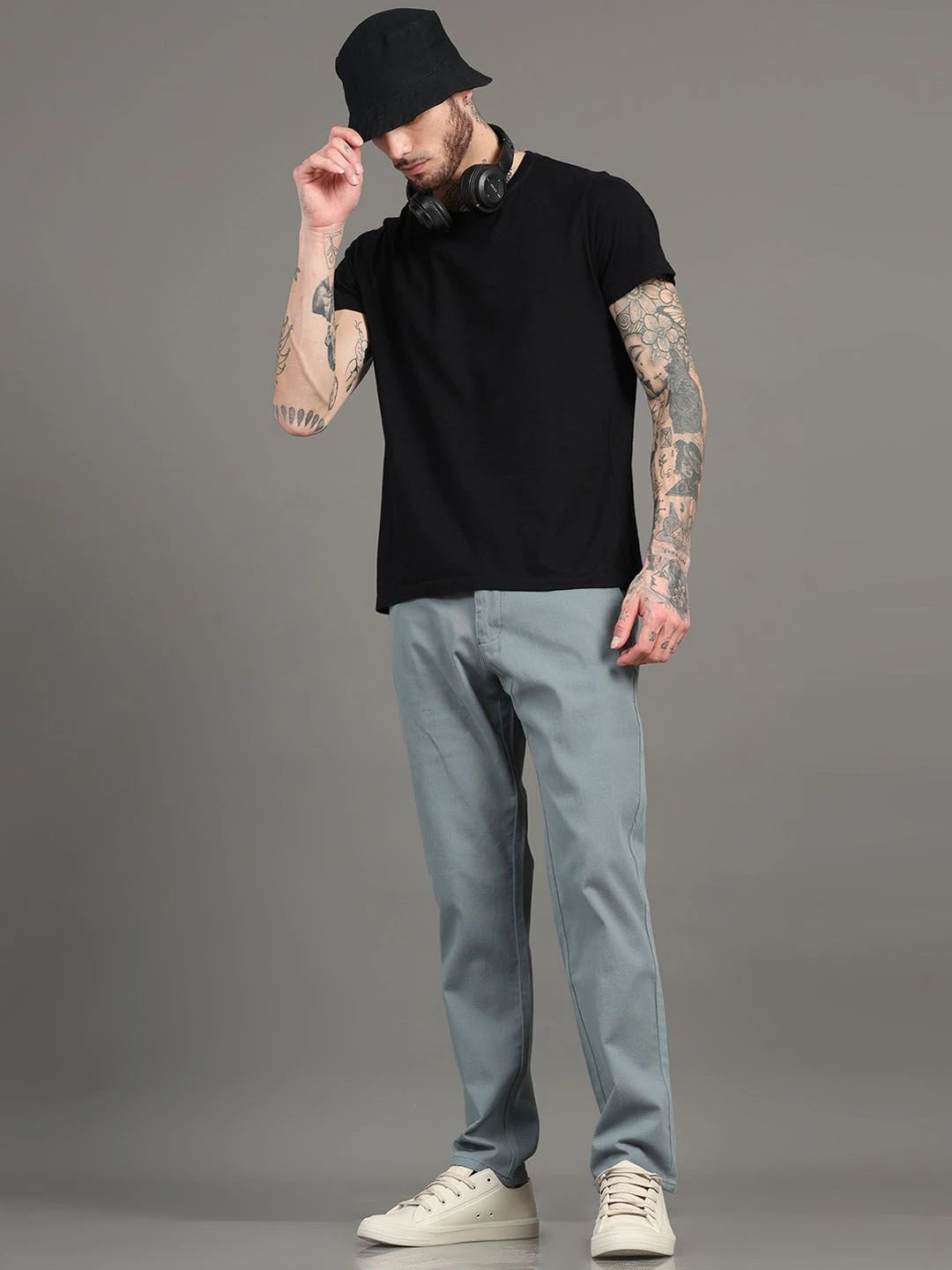 Silisoul Steel Regular Fit Cotton Mid-Rise Button Trousers