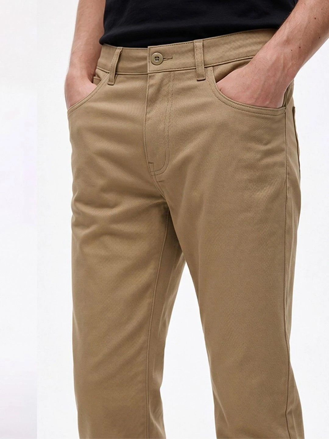 Silisoul Khaki Regular Fit Viscose Rayon, Cotton Trousers