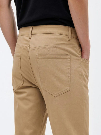 Silisoul Khaki Regular Fit Viscose Rayon, Cotton Trousers